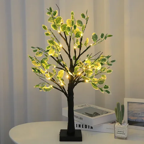 LED Grüne Blätter Birke Baum Licht Inneneinrichtung Warmes Nachtlicht Festival Party Raum Beleuchtung Ornament