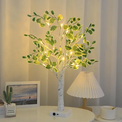 LED Grüne Blätter Birke Baum Licht Inneneinrichtung Warmes Nachtlicht Festival Party Raum Beleuchtung Ornament