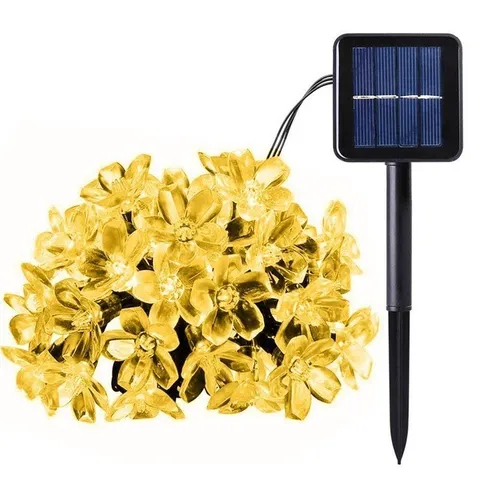 Guirnalda de Luces LED Solar de Flores de Durazno Exterior Impermeable Jardín Hadas 8 Modos Control Remoto Iluminación Decorativa Para Patio Fiesta Patio