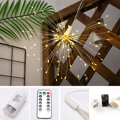 LED Feuerwerkslichtkette Outdoor Wasserdichte Fernbedienung Starburst Lichterkette Weihnachten Festliche Party Heimdekoration