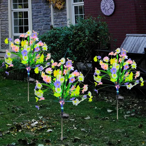 Outdoor Solar Garten Erdspieß Licht Edelstahl LED Landschaftsbeleuchtung Weizenähre Chrysantheme Für Hof Rasen Dekoration