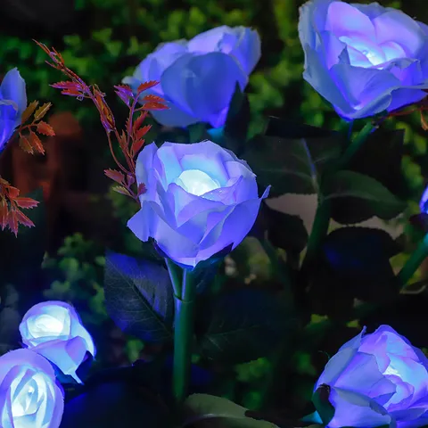 Buiten Zonne-energie Roos Bloem Licht Waterdichte LED Landschap Tuin Gazon Paal Licht Voor Binnenplaats Pad Patio Decor