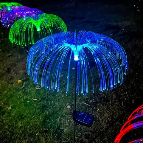 Solar Quallen Lichter Outdoor Wasserdichte Glasfaser Feuerwerk Garten Rasen Pfahl Lichter Buntes Verlaufslicht LED Landschaftsbeleuchtung