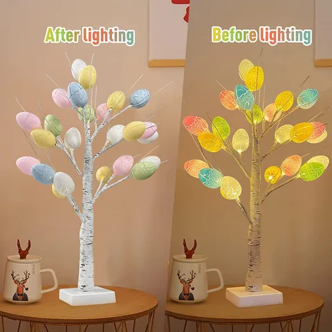 LED Easter Egg Tree Light Warm White Birch Tree Tabletop Decorative Lamp For Home Indoor Party Holiday Decor