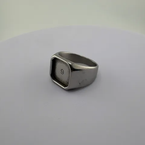 Anillo Minimalista de Acero Inoxidable Base DIY Parte Superior Plana Ranura Cuadrada Galvanizado Geométrico Joyería Componente para Hombres Mujeres