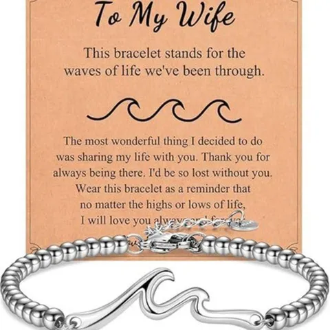 Stainless Steel Wave Bead Bracelet Adjustable Lobster Clasp Friendship Sister Beach Charm Jewelry Gift For Women