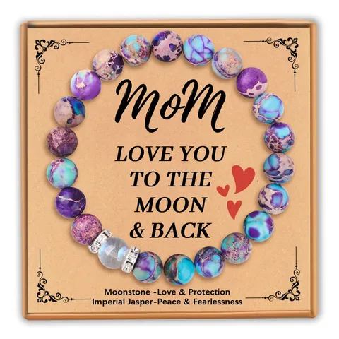 Bracciale Di Perle In Pietra Naturale Pietra Di Luna Con Biglietto Auguri Festa Della Mamma Festa Del Papà Gioiello Minimalista Per Donne Uomini