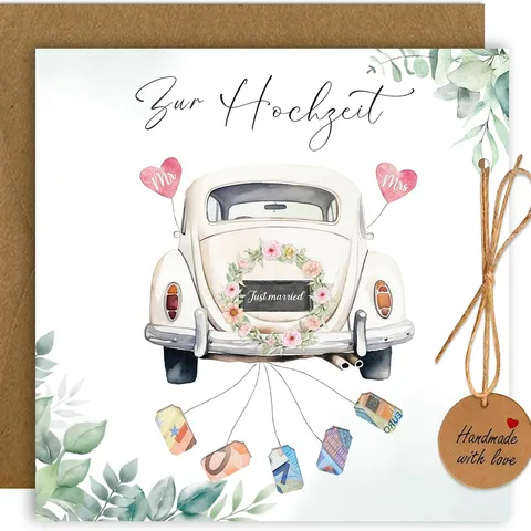 Folding Greeting Card With Envelope Hemp Rope Hanging Tag Money Holder Wedding Birthday Christmas Party Gift Card
