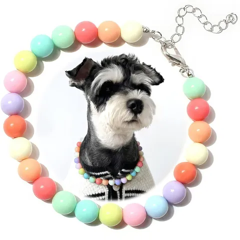 Collana per Animali Domestici con Perle e Perline di Caramelle Collare per Cani e Gatti Carino Lunghezza Regolabile Ciondolo a Cuore in Strass Accessori alla Moda
