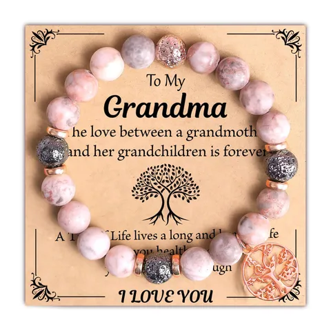 Bracciale di Perle in Pietra Naturale e Pietra di Luna Ciondolo Albero della Vita in Acciaio Inossidabile Regalo Festa della Mamma Gioiello