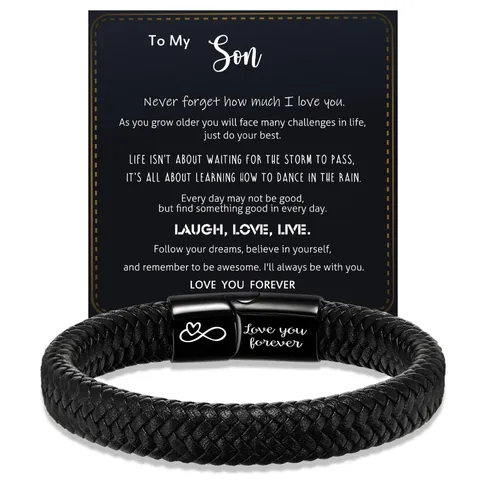 Men Braided Leather Bracelet Stainless Steel Magnetic Clasp Infinity Heart Engraved Family Love Gift Jewelry