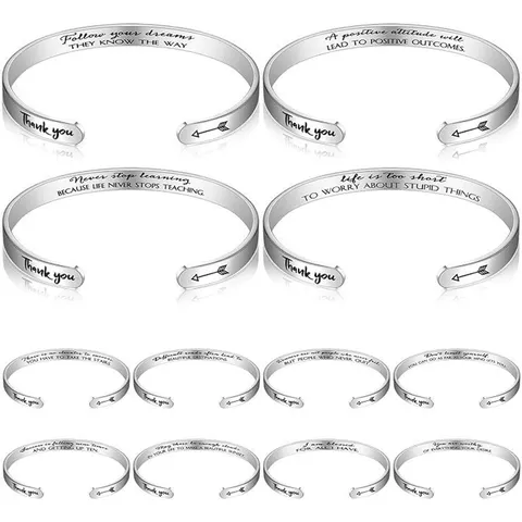 Minimalist Stainless Steel Open Cuff Bracelet Inspirational Engraved Scripture Cross Bangle Jewelry Gift For Women