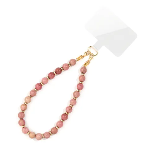 Natural Stone Beaded Phone Lanyard Crystal Chalcedony Golden Spacer Wristband Anti-Loss Mobile Phone Strap Charm Jewelry