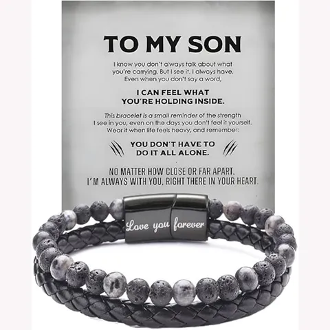 Men Multi Layer Leather Bracelet Stainless Steel Magnetic Clasp Tiger Eye Stone Beaded Bracelet Fashion Jewelry Gift