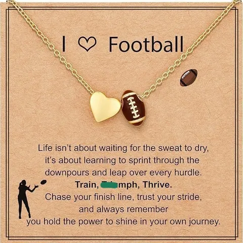 Sports Theme Heart And Football Basketball Volleyball Necklace Alloy Copper Chain Pendant Jewelry Gift For Women
