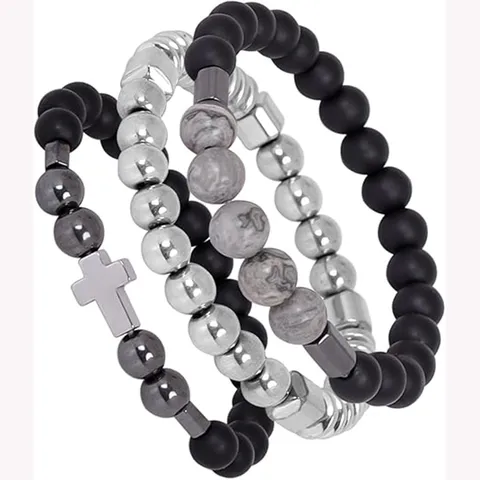 Unisex Magnetic Hematite Stone Bracelet Natural Stone Beaded Couple Bracelet Minimalist Health Care Energy Jewelry Gift