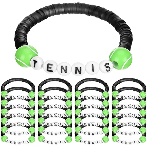 Sporty Style Mixed Material Stackable Beaded Bracelets Hand Woven Sports Theme Charm Bracelet Set For Unisex Jewelry