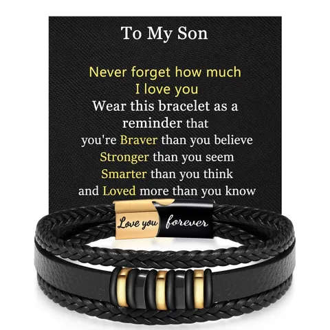 Men's Multi-Layer Braided Leather Bracelet Stainless Steel Magnetic Clasp Wristband Casual Jewelry Gift For Him