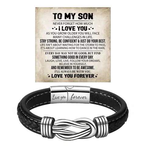 Men Stainless Steel Leather Bracelet Magnetic Clasp Braided Wristband Fashion Casual Jewelry Gift For Father Son