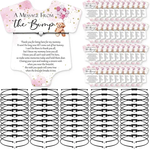 Adjustable Woven Rope Footprint Pendant Bracelet Zinc Alloy Wish Bracelet Baby Shower Gift Jewelry For Women