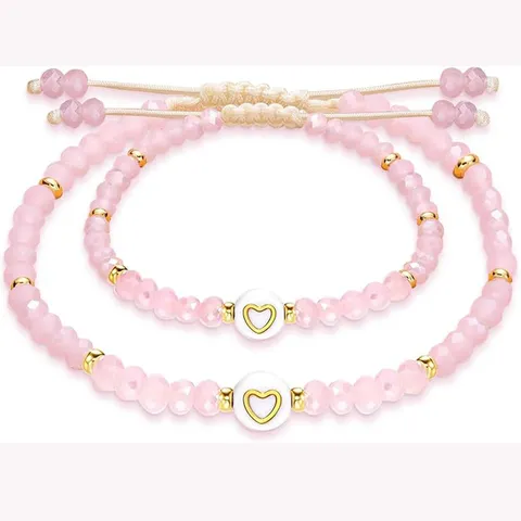 Mother And Daughter Crystal Beaded Bracelet Kids Alphabet Pearl Charm Bracelet Back To School Jewelry Gift