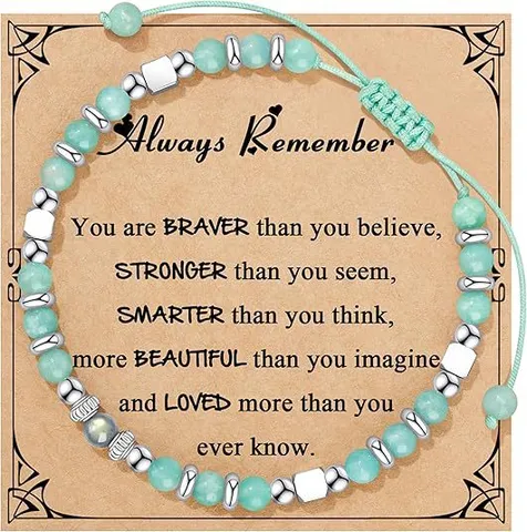 Bohemian Natural Stone Beaded Stainless Steel Cross Heart Pendant Bracelet Couple Fashion Jewelry Gift