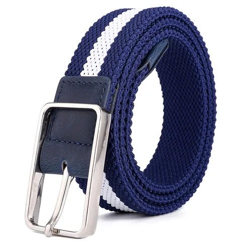 Unisex Casual Woven Canvas Belt Stretch Elastic Braided Belt With Alloy Pin Buckle For Men And Women Daily Wear