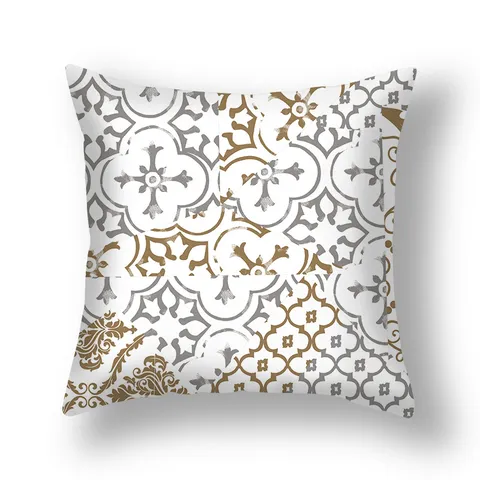 Geometric Printed Throw Pillow Case Peach Skin Velvet Cushion Cover Soft Breathable Pillowcase For Sofa Living Room Decor