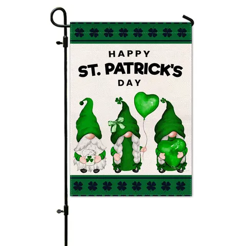 St Patricks Day Garden Flag Irish Four Leaf Clover Shamrock Outdoor Yard Banner Holiday Spring Home Decoration