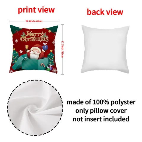 Housse de Coussin Décorative Imprimée en Polyester de Noël Housse de Canapé Festive