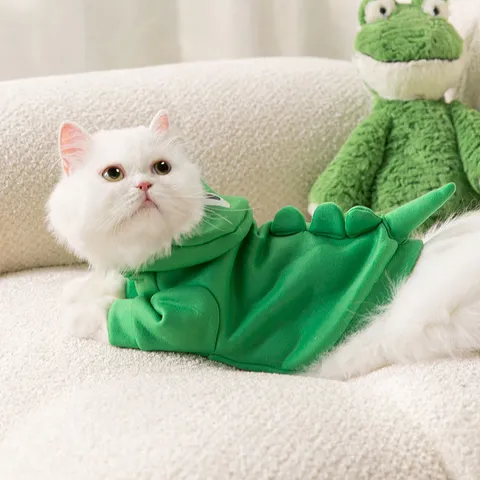 Cute Dinosaur Cat Dog Hoodie Autumn Winter Warm Fleece Pet Clothes Puppy Kitten Apparel