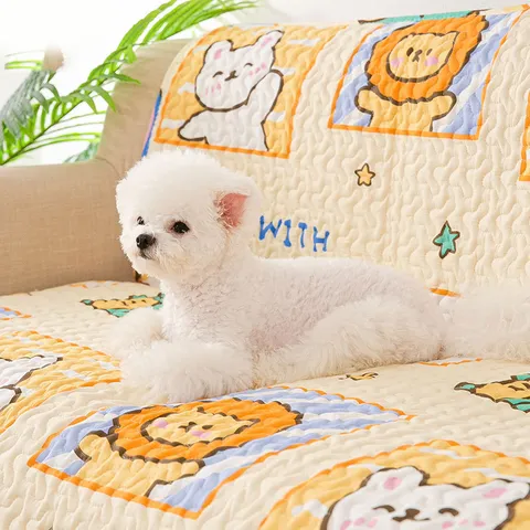 Pet Dog Cat Sleeping Mat Anti-Slip Four Season Quilted Pet Bed Blanket Cute Cartoon Animal Print Pet Supplies