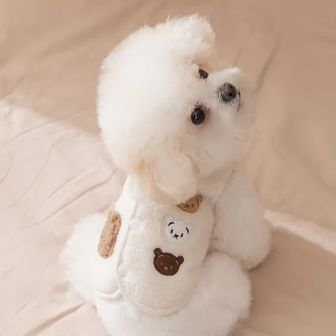 Schattig Beren Geborduurd Fleece Huisdier Vest Warme Puppy Kleding Voor Kleine Honden Katten