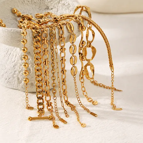 Minimalist Stainless Steel Cuban Chain Bracelet 18K Gold Plated Waterproof Fashion Jewelry For Women