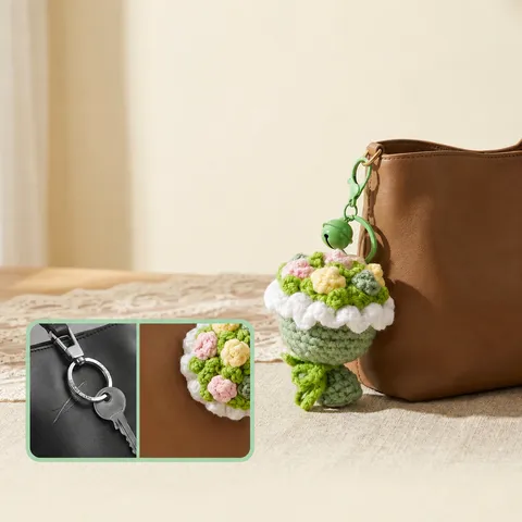 Handgemachte Gehäkelte Wolle Rosenblumen Strauß Schlüsselanhänger Süßer Häkeln Tasche Anhänger Auto Hängende Ornament Geschenk