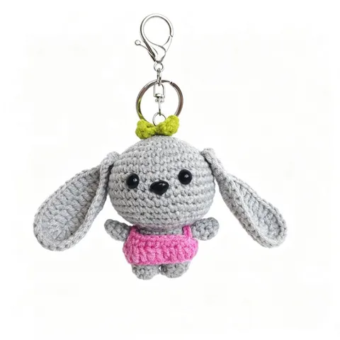 Handmade Crocheted Knitted Doll Keychain Cute Cartoon Animal Bag Pendant Soft Stuffed Toy Ring Key Ring Gift