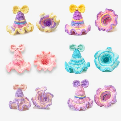 Handgemachte Gehäkelte Mini Zylinder Hut Baby Geburtstag Foto Requisite Süße Prinzessin Haaraccessoire Garn Gestrickter Hut