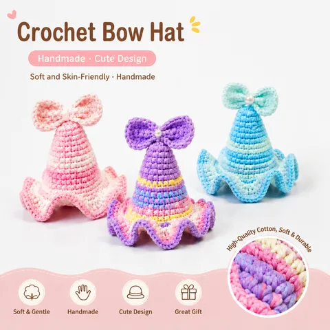 Handgemachte Gehäkelte Mini Zylinder Hut Baby Geburtstag Foto Requisite Süße Prinzessin Haaraccessoire Garn Gestrickter Hut