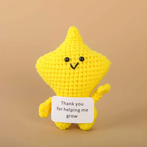 Handgemachte Wolle Häkeln Stern Stofftier Süßes Plüschtier Weiche Lächeln Stern Puppe Tischdekoration Geburtstagsgeschenk