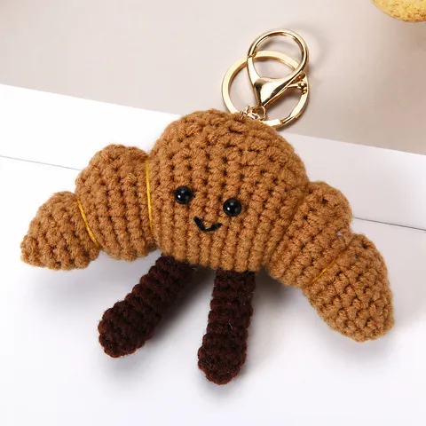 Handgemachte Geknüpfte Croissant Plüschtier Süße Gestaute Brot Puppe Weiche Emotionale Beruhigende Anhänger Schlüsselanhänger Tasche Charme Geschenk