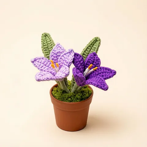 Handgemachte Geknüpfte Garn Lilie Blume Topfpflanze Ornament Süße Häkeln Floral Desktop Dekoration Heimdekoration Geschenk