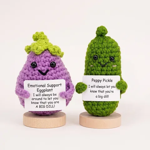 Handgemachte Häkel Emotionale Unterstützung Positive Energie Puppe Süße Geflochtene Gemüse Tier Figur Desktop Dekor Heilendes Geschenk