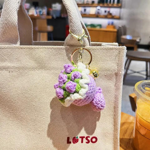 Handgemachte Plüsch Rose Sonnenblume Blumenstrauß Schlüsselanhänger Süße Cartoon Tasche Anhänger