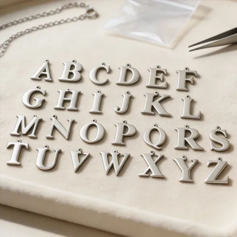 Edelstahl Buchstabe Anhänger Initiale Charms Spiegelpoliert Alphabet DIY Halskette Armband Schmuckherstellung Zubehör