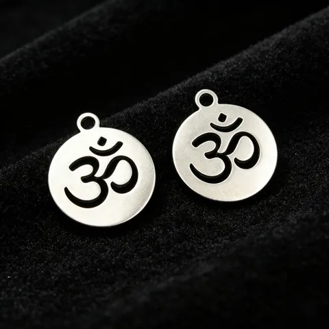 Edelstahl OM Symbol Runder Anhänger DIY Schmuck Herstellung Zubehör Charme