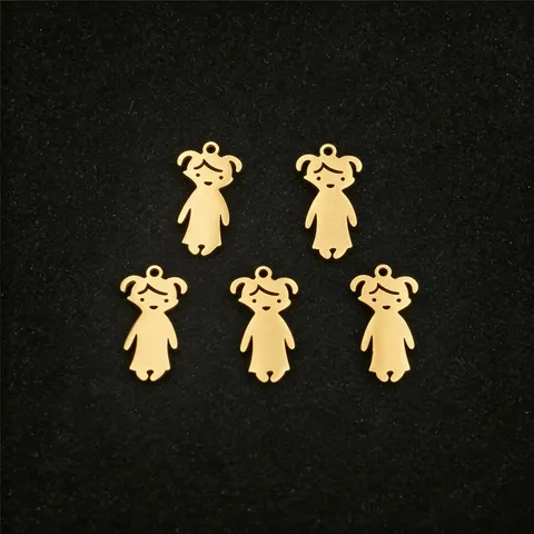 Stainless Steel Cartoon Boy And Girl Pendant DIY Couple Bracelet Necklace Accessories Handcrafted Cute Little Charm