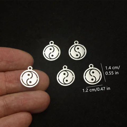 Stainless Steel Hollow Yin Yang Tai Chi Pendant DIY Necklace Bracelet Accessories Handmade Jewelry Making Small Charms