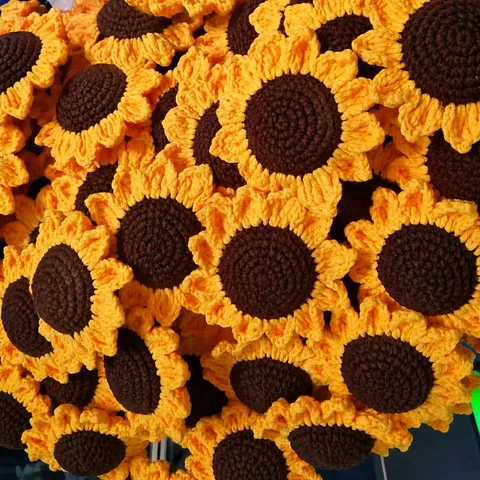 Handgemachte Gestrickte Sonnenblume Blumenkopf Garn Häkeln Floral Zubehör DIY Heimdekoration Hochzeit Fotografie Requisite