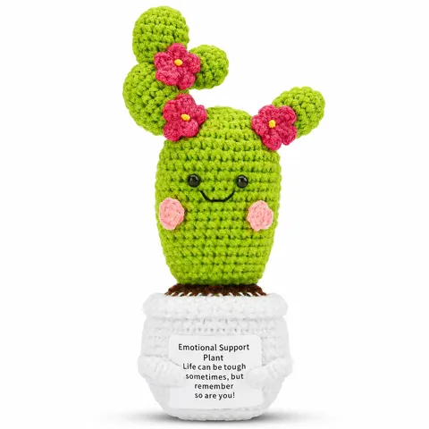 Handmade Crocheted Potted Cactus Plush Toy Emotional Support Knitted Plant Doll Cute Desktop Decor Home Gift