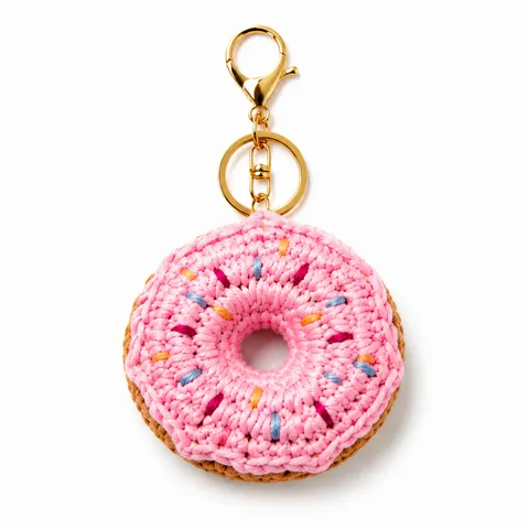 Handgemachte Gehäkelte Donut Anhänger Süße Plüsch Tasche Charm Schlüsselanhänger Cartoon Essen Geldbörse Schlüsselring Dekoration Geschenk